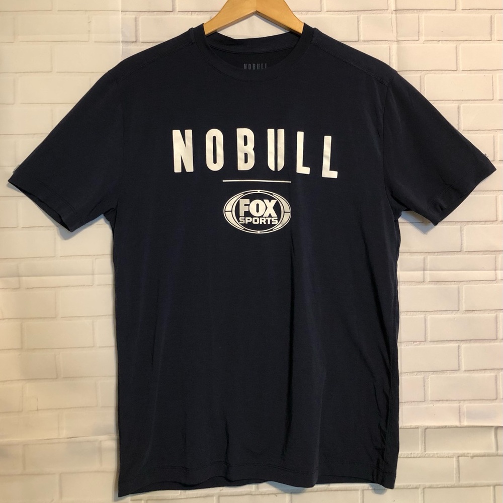 No Bull Just The Horns Men's Fox Sports Navy Blue Short Sleeve Athletic Shirt L